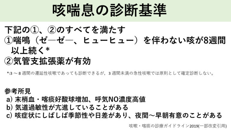 咳喘息の診断基準