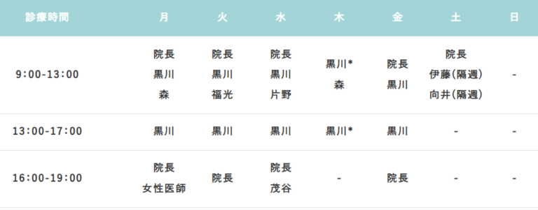 診療時間表